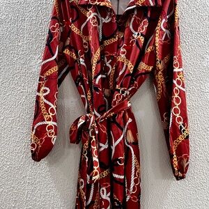 STYLEWE Red and Gold Chain Print Women's Robe